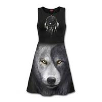 Wolf Chi AO Mesh Layered Midi Skater Dress - Size: Size 6-8
