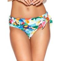 Women\'s Ladies swimwear high leg bright floral print roll top two piece tie bikini bottoms