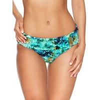 womens ladies swimwear peacock print high leg gold embellished roll ov ...