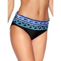 Women\'s Ladies swimwear mosaic tile print high leg flattering folded waistband mix and match bikini bottoms