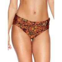 Women\'s Ladies swimwear butterfly print roll over waist gold embellished high leg bikini bottoms