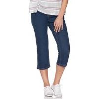 Women\'s Ladies Petite cotton blend slim fit cropped capri length mid wash jeans