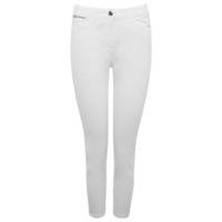Women\'s Ladies Petite size cotton rich plain white twill cropped ankle grazer trousers