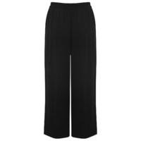 womens ladies plain black pull on cropped tailored smart culotte trous ...