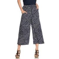 Women\'s Ladies Tile print culottes wide leg cropped trousers