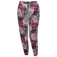 Women\'s Ladies plus size jersey elasticated tie waist bright floral print patchwork jogger trousers