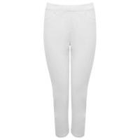 Women\'s Ladies plain slim fit light stretch denim mock pocket pull on summer crop capri jeggings