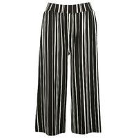 Women\'s Ladies pull on wide leg black and white stripe pattern cropped stretch jersey culotte trousers