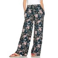 Women\'s Ladies full length floral print pull on jersey summer palazzo trousers