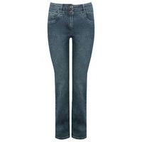 womens ladies denim high waisted mid wash soft and durable classic str ...