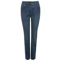 Women\'s Ladies cotton rich dark wash denim straight leg Floral print high waisted jeans