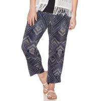 Women\'s Ladies Plus size soft stretch elasticated waist tribal print tapered trousers