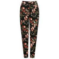 Women\'s Ladies soft jersey tapered elasticated drawstring waistband tropical floral print jogger trousers