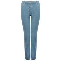 womens ladies soft denim lightwash five pocket straight leg full lengt ...