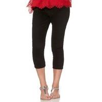 Women\'s Ladies petite size cotton sateen buckle belt cropped capri trousers