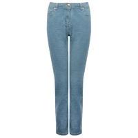 womens ladies soft denim lightwash five pocket straight leg full lengt ...