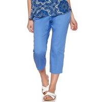 Women\'s Ladies petite size cotton sateen buckle belt cropped capri trousers