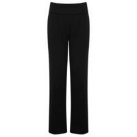 womens ladies plain black super soft cotton rich straight leg relaxed  ...