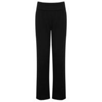 Women\'s Ladies Plain Black Super Soft Cotton Rich Straight Leg Relaxed Fit Yoga Trousers