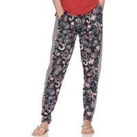 Women\'s Ladies full length pull on stretch jersey contrast floral paisley print harem trousers