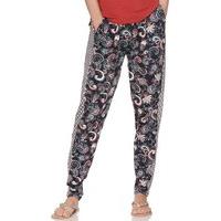 Women\'s Ladies full length pull on stretch jersey contrast floral paisley print harem trousers