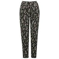 Women\'s Ladies Petite size soft stretch jersey elasticated high waist floral print tapered trousers