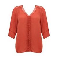 womens ladies plus size viscose terracotta three quarter length sleeve ...