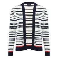 Women\'s Ladies fine knit Long sleeve open edge to edge colour block stripe cardigan