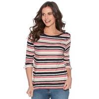 womens ladies multi colour striped pattern bardot neck three quarter l ...