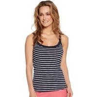 Women\'s Ladies sleeveless stripe pattern ribbed scoop neck summer cotton vest top