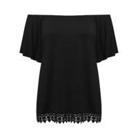 womens ladies plus size short sleeve cotton stretch jersey crochet hem ...