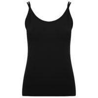 womens ladies stretch jersey plain sleeveless v back double spaghetti  ...