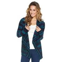 Women\'s Ladies striped knit waterfall front draped open long sleeve cardigan
