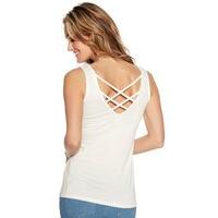 Women\'s Ladies stretch jersey Sleeveless V neckline Lattice cross back vest top