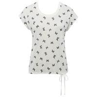 Women\'s Ladies Petite size Short sleeve crochet neck butterfly print jersey tie side top