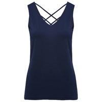 Women\'s Ladies stretch jersey Sleeveless V neckline Lattice cross back vest top