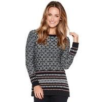 Women\'s Ladies thin knit Long sleeve crew neck Aztec border print casual jumper