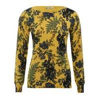 womens ladies long sleeve scoop neck soft stretch knit ribbed floral p ...