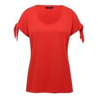 Women\'s Ladies bright colour plain tie short sleeve scoop neck cotton blend top