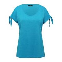 Women\'s Ladies bright colour plain tie short sleeve scoop neck cotton blend top