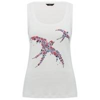 womens ladies pure cotton sleeveless scoop neck swallow floral print j ...