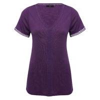 womens ladies cotton jersey short sleeve lightweight v neckline croche ...