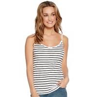 womens ladies stripe pattern spaghetti strap v neck pull on pure cotto ...