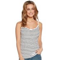 Women\'s Ladies stripe pattern spaghetti strap v neck pull on pure cotton holiday cami vest top