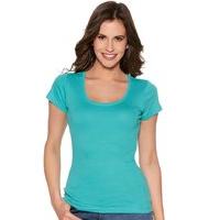 womens ladies pure cotton short sleeve plain scoop neck casual jersey  ...