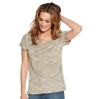 Women\'s Ladies cotton blend short sleeve v neck floral print burnout t-shirt