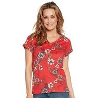 womens ladies 100 cotton short sleeve floral print v neck casual summe ...