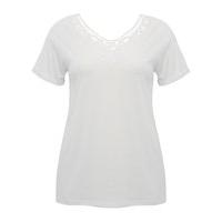 womens ladies plus size cotton blend plain jersey short sleeve v neck  ...