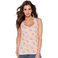 womens ladies basic pure cotton sleeveless floral print diamond v neck ...