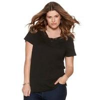 womens ladies plus size cotton blend plain jersey short sleeve v neck  ...